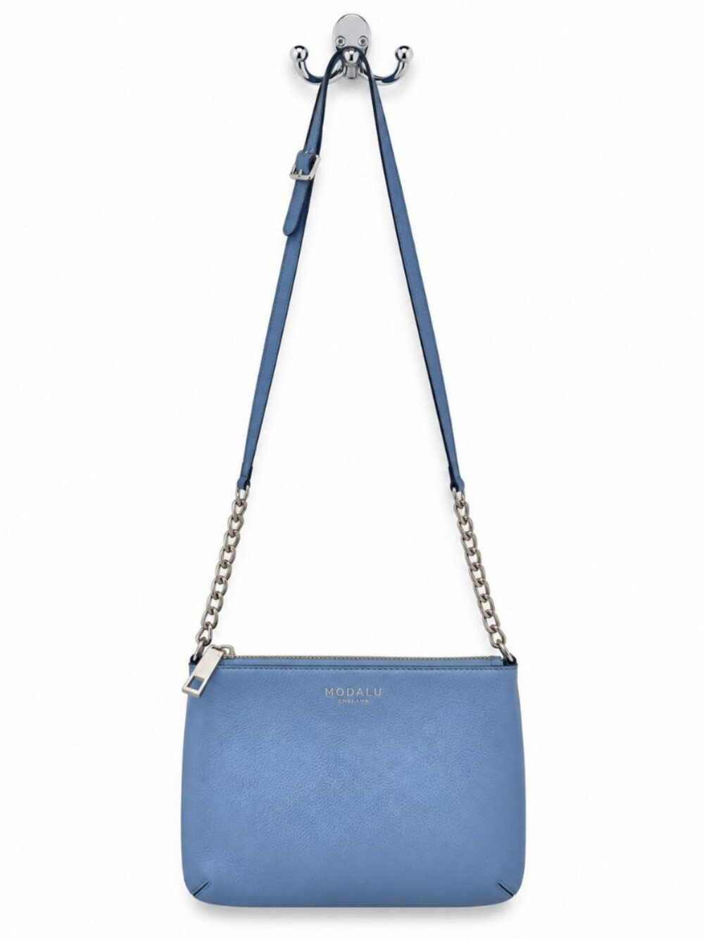 Modalu Twiggy Leather Crossbody Bag – Powder Blue | Pre-Loved